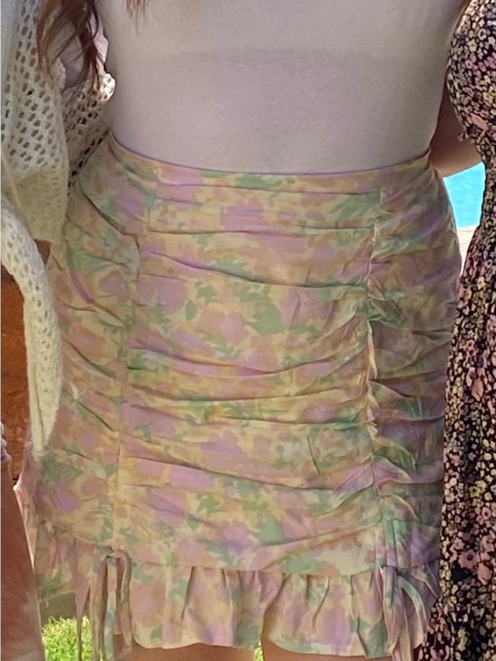 Floral Pastel Ruffle Mini Skirt